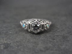 Art Deco Sterling Silver Mystic Topaz & Opal Ring Size 7