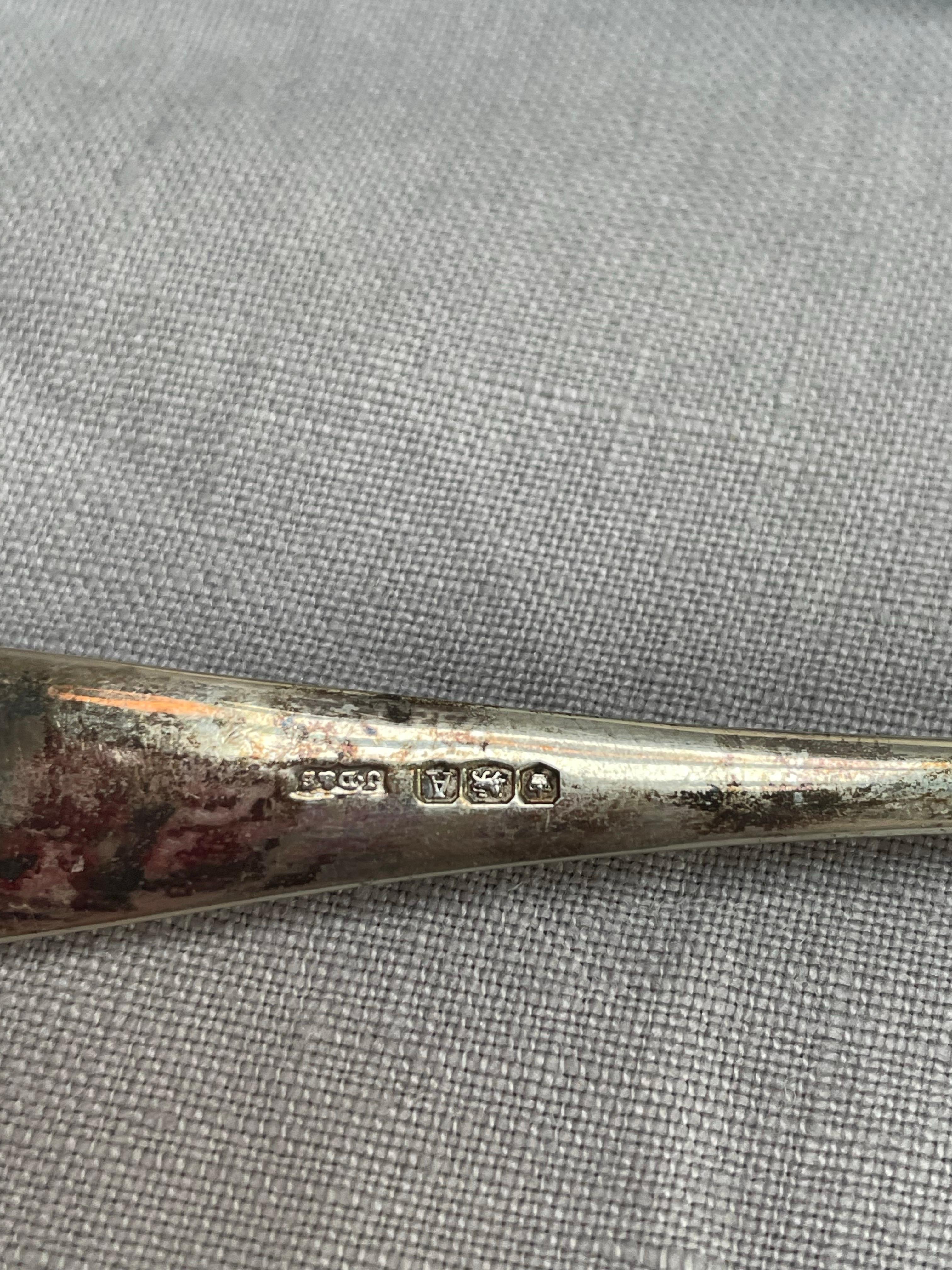 Art Deco Sterling Silver Oyster Fork Set by James Deakin & Sons, London, 1936 For Sale 3