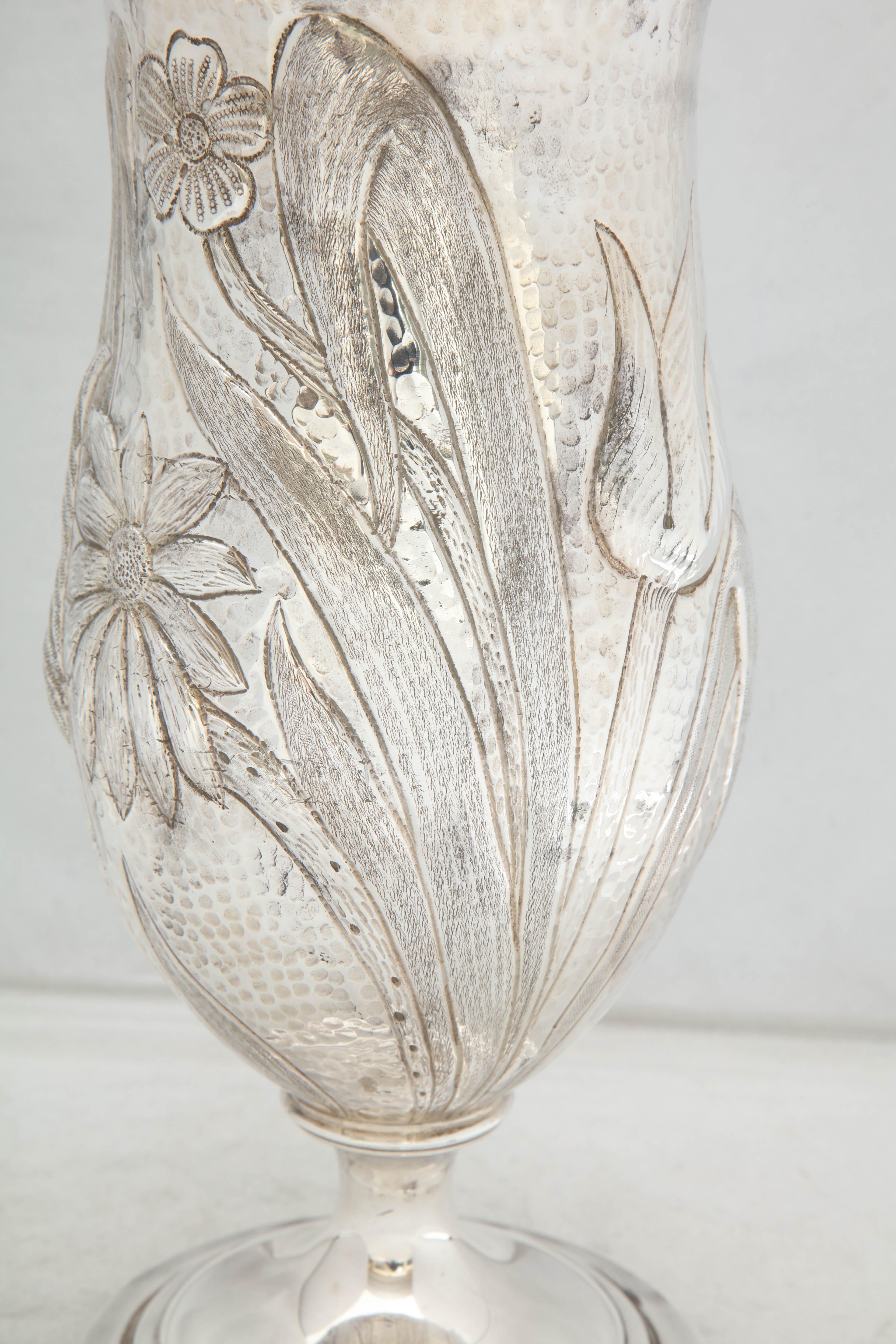 Art Nouveau - Style Sterling Silver Pedestal, Based Vase by Gorham For Sale 4