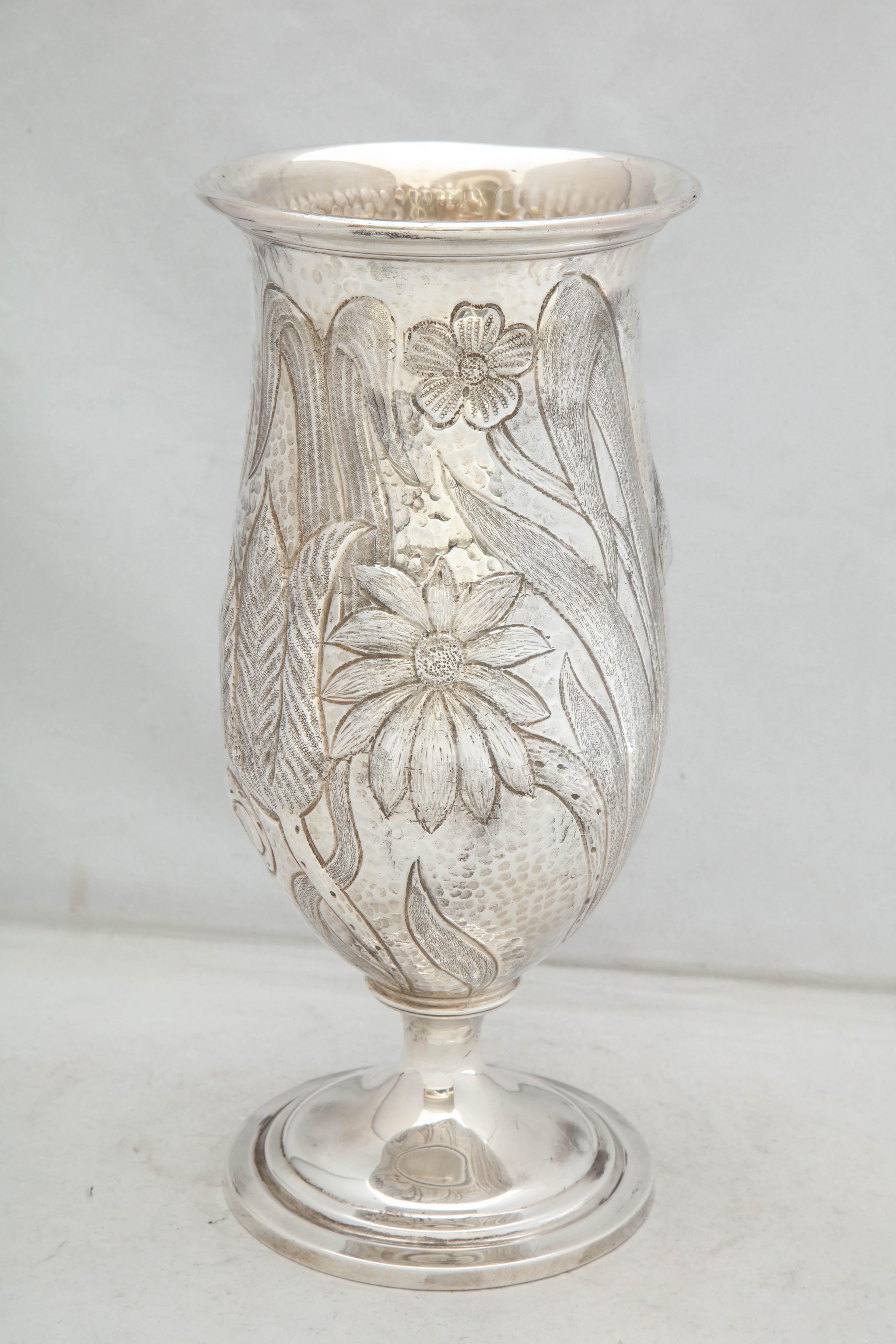 Art Nouveau - Style Sterling Silver Pedestal, Based Vase by Gorham For Sale 8