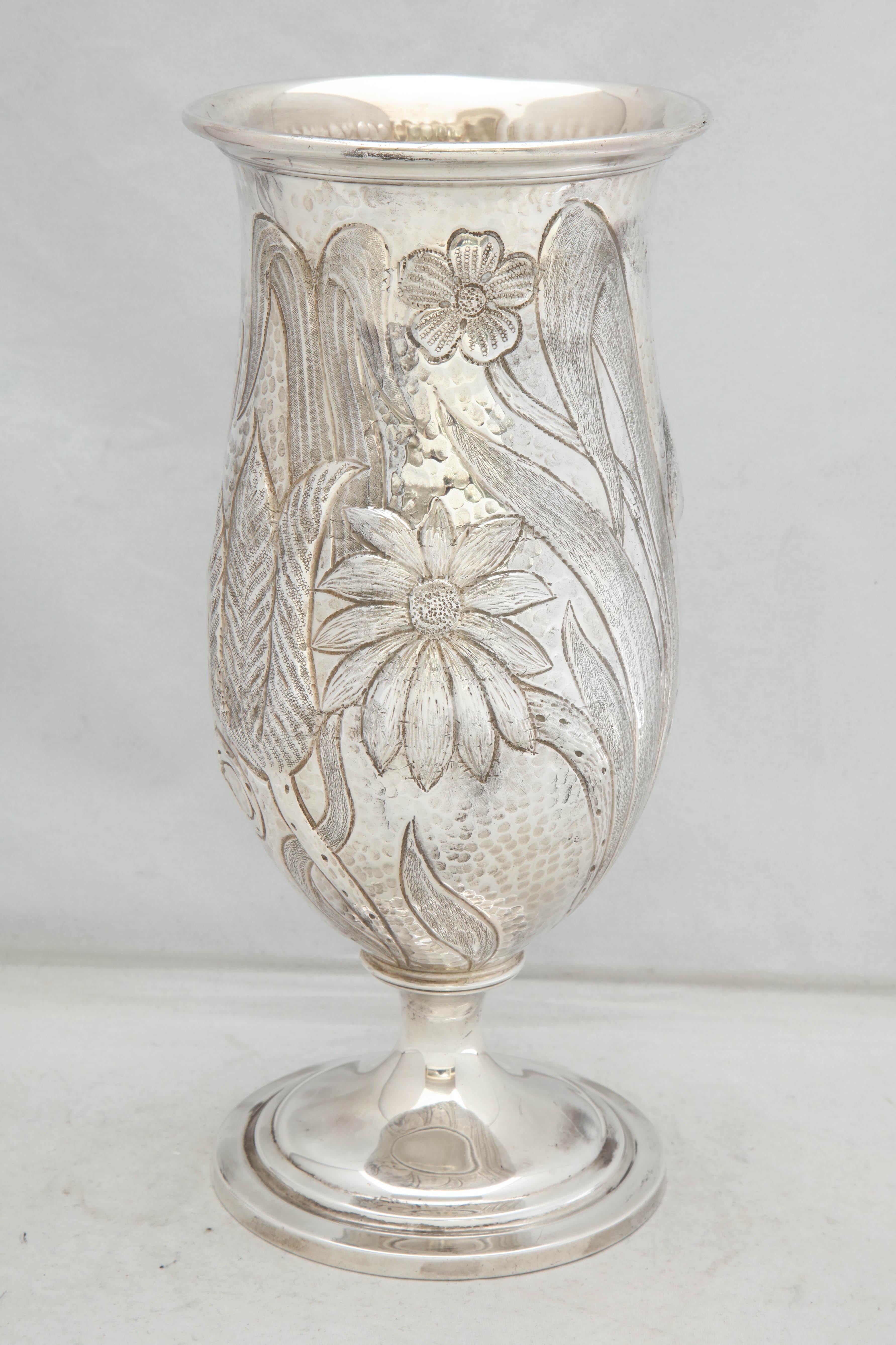 American Art Nouveau - Style Sterling Silver Pedestal, Based Vase by Gorham For Sale