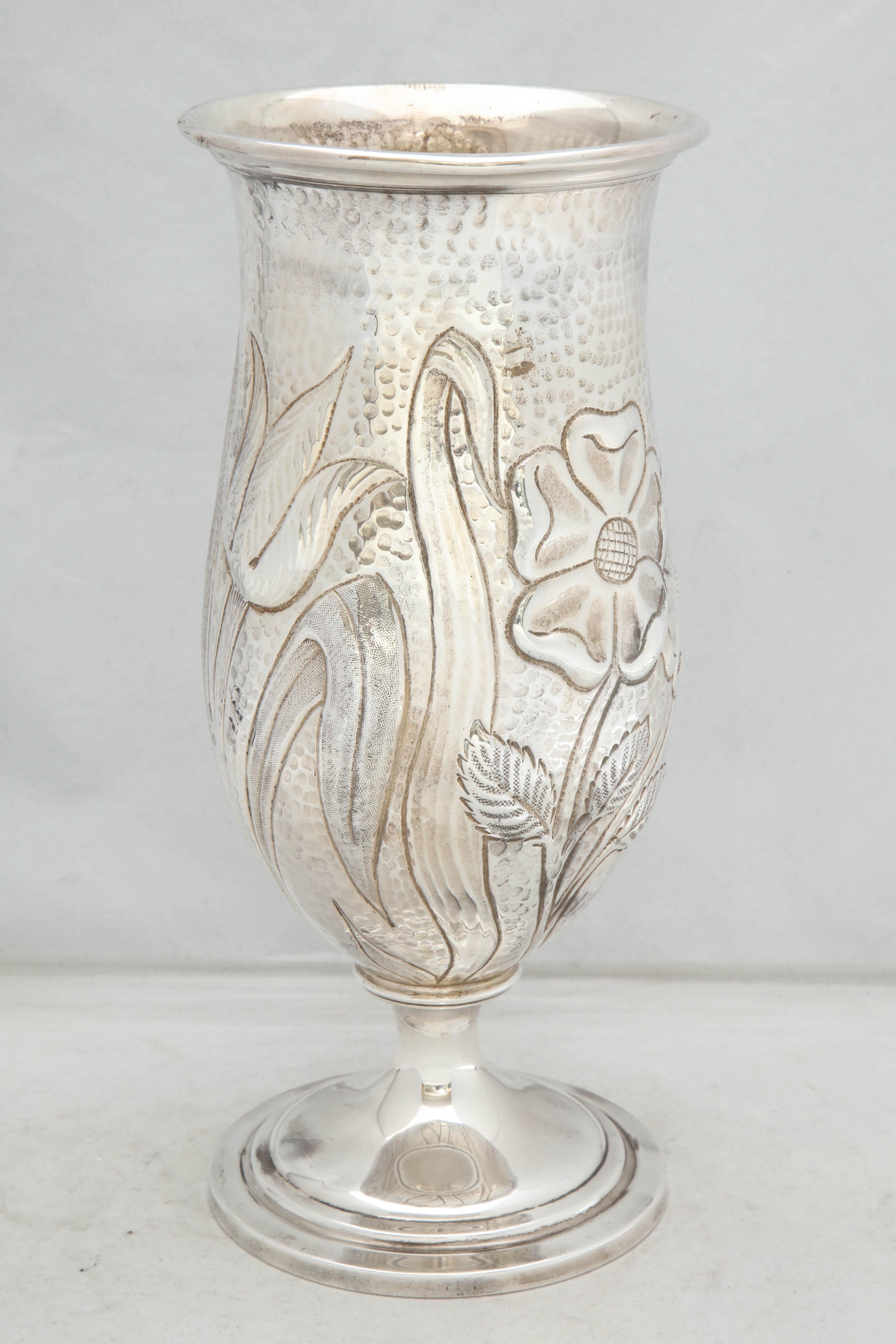 Art Nouveau - Style Sterling Silver Pedestal, Based Vase by Gorham In Good Condition For Sale In New York, NY