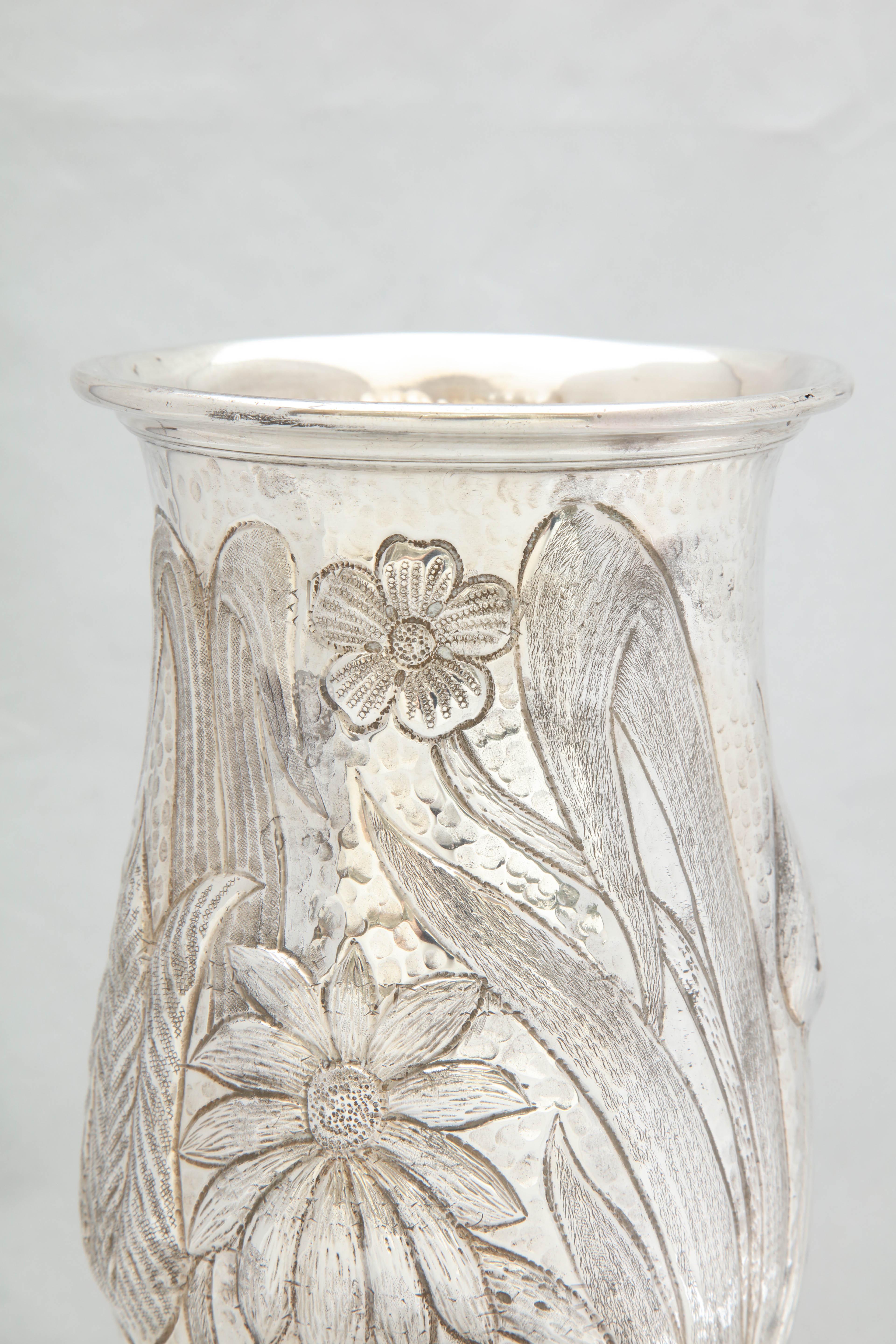Art Nouveau - Style Sterling Silver Pedestal, Based Vase by Gorham For Sale 3