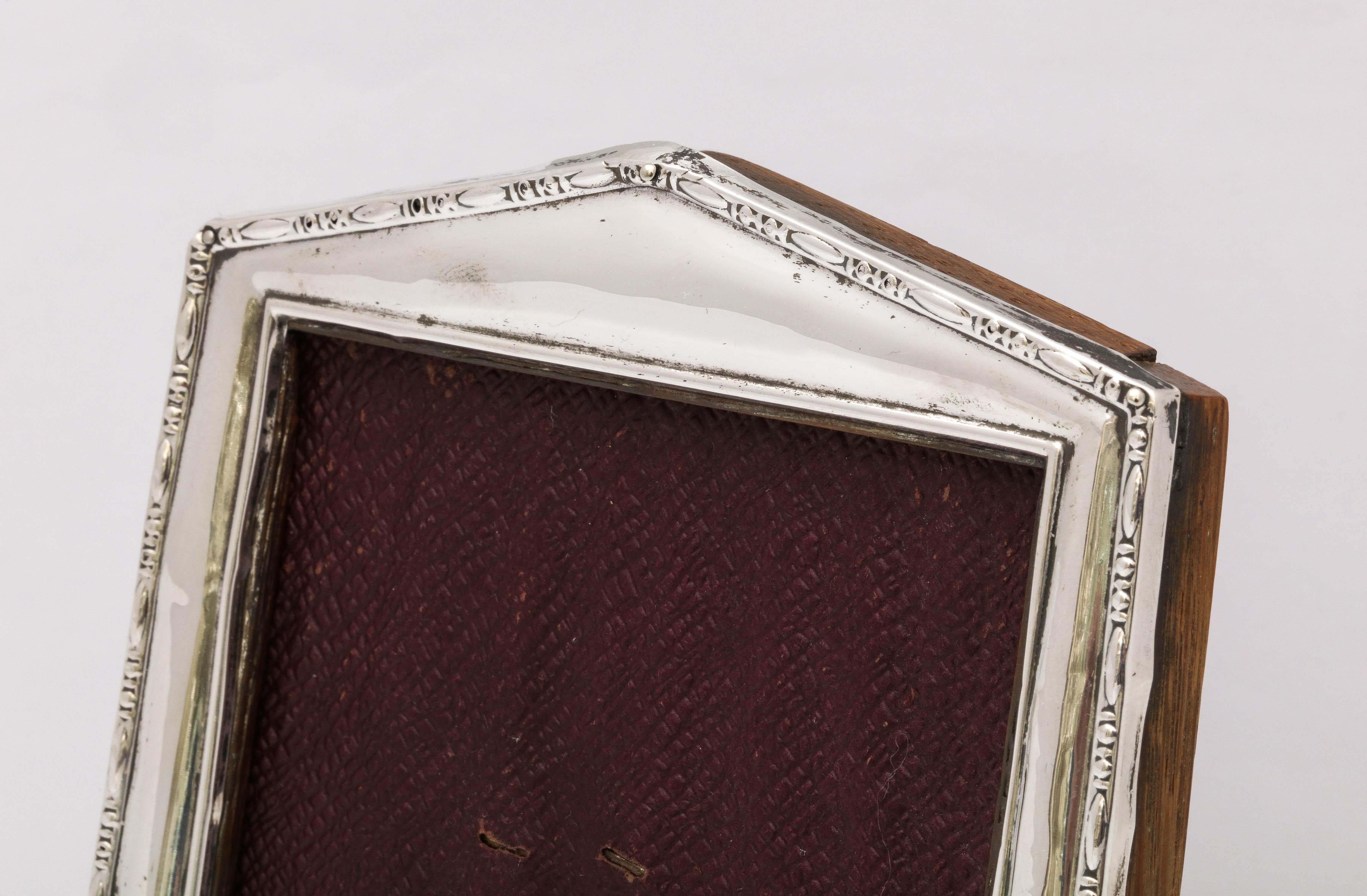 Early 20th Century Art Deco Sterling Silver Picture Frame with Wood Back