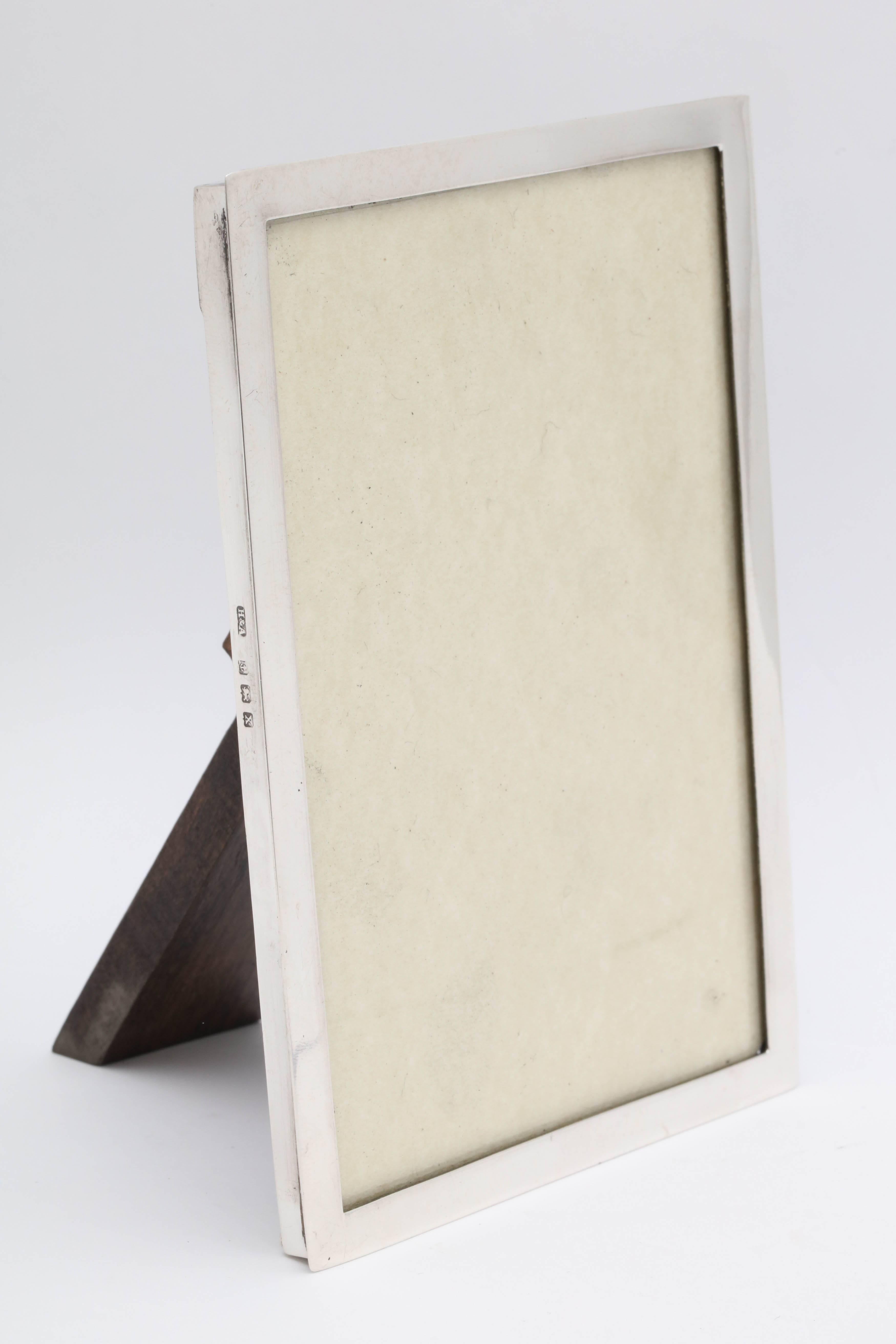 Art Deco Sterling Silver Picture Frame with Wood Back 2