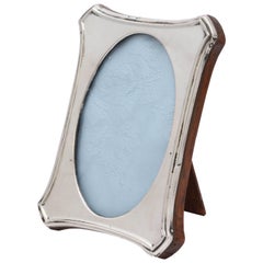 Art Deco Sterling Silver Picture Frame with Wood Back