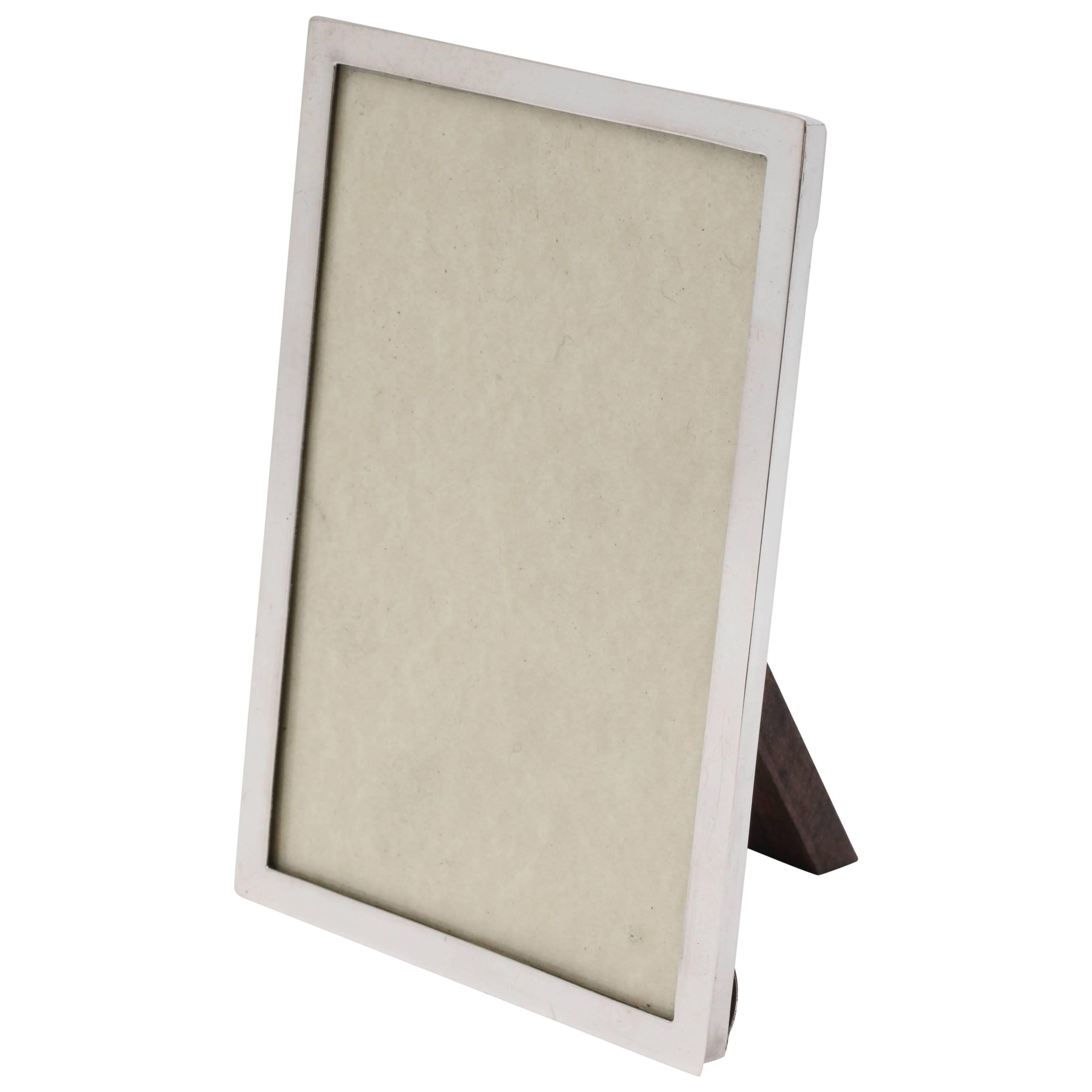 Art Deco Sterling Silver Picture Frame with Wood Back