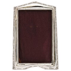 Art Deco Sterling Silver Picture Frame with Wood Back