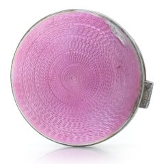 Art Deco Sterling Silver & Pink Enamel Compact by Banks & Barnsley, 1930