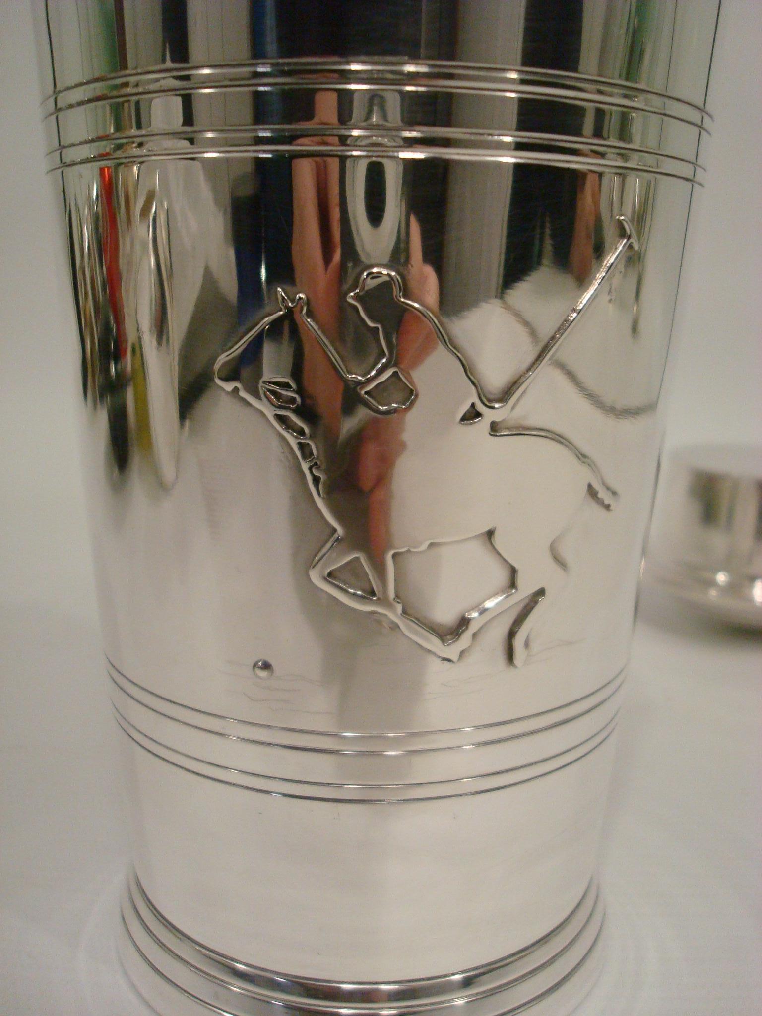 Art Deco Sterling Silver Polo / Horse Cocktail Shaker 1930´s Trophy / Cup 6
