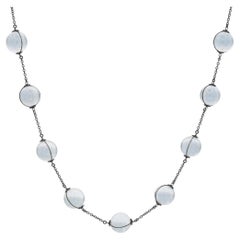 Art Deco Sterling Silver Pools of Light Rock Crystal Bead Necklace