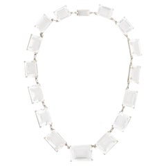 Art Deco Sterling Silver Rock Quartz Crystal Necklace