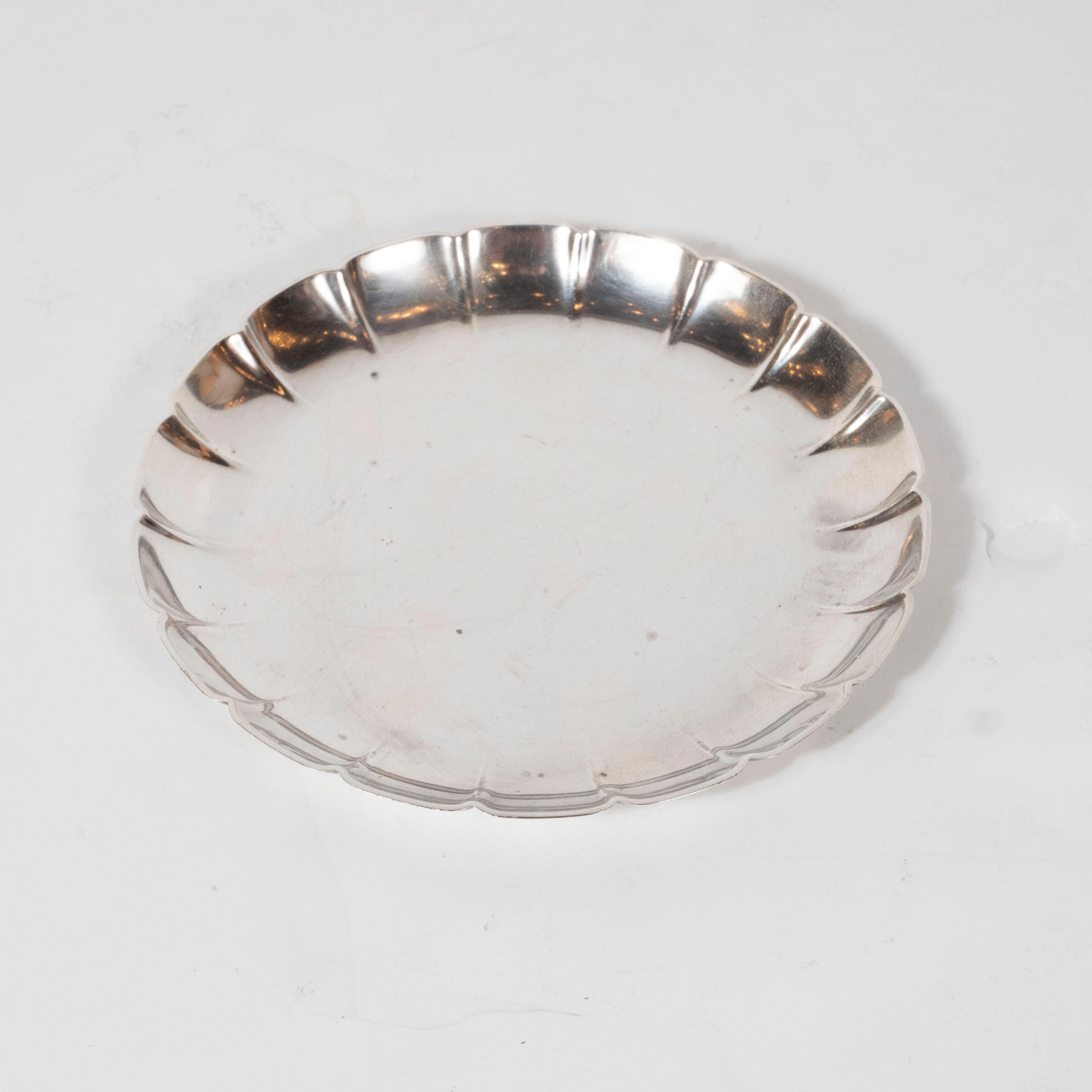 American Art Deco Sterling Silver Scalloped Decorative Dish Signed by Tiffany & Co. For Sale