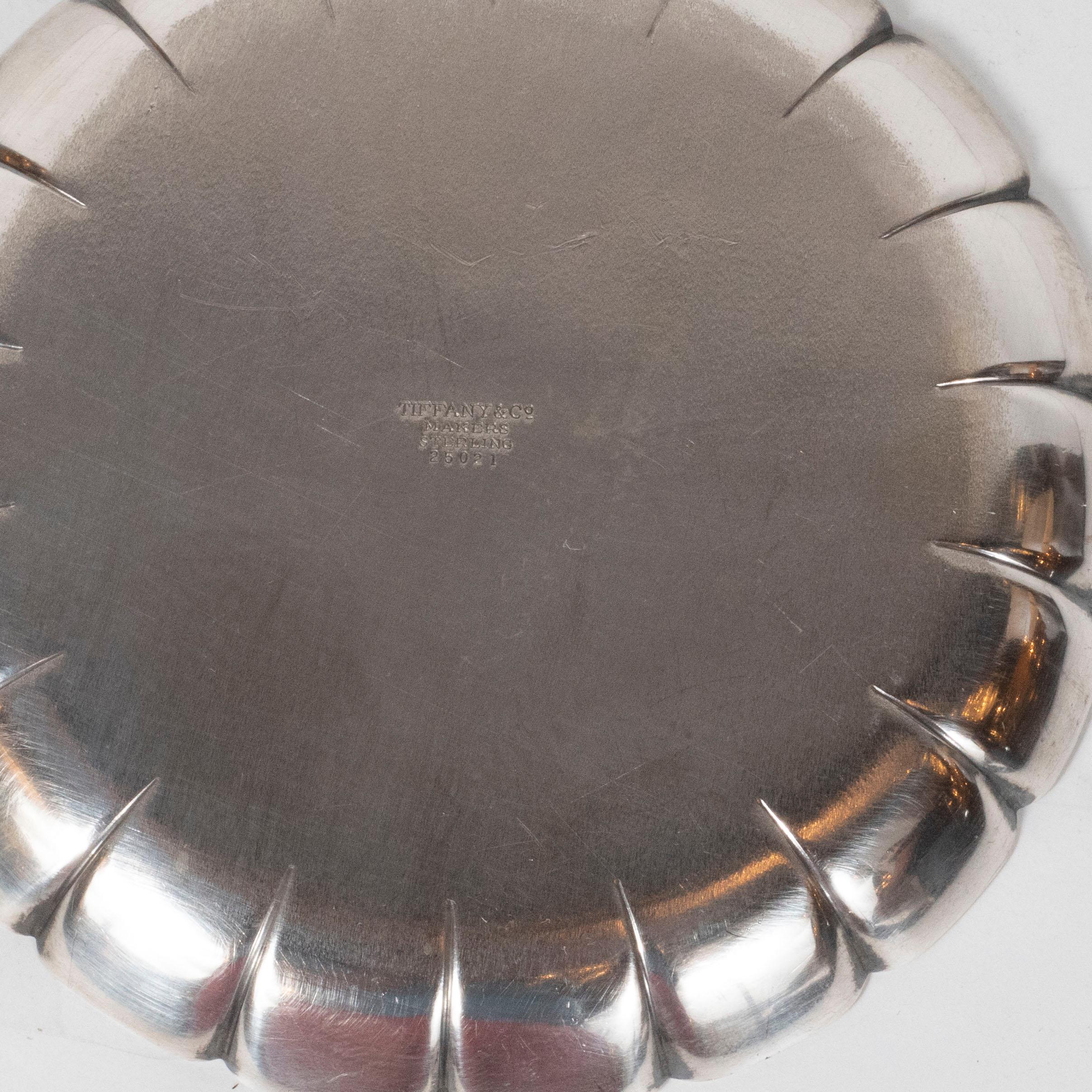 Art Deco Sterling Silver Scalloped Decorative Dish Signed by Tiffany & Co. In Excellent Condition For Sale In New York, NY