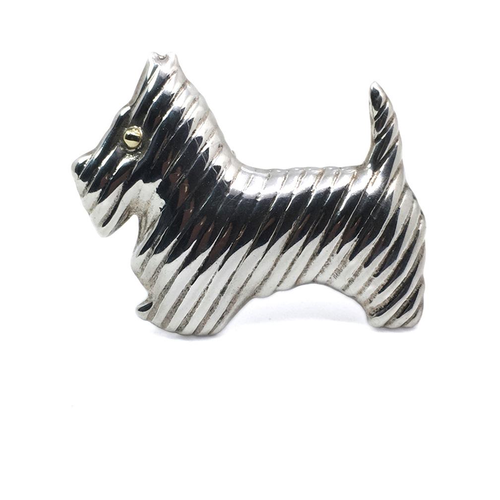 Women's or Men's Art Deco Sterling Silver Scottie Brooch/Pendant For Sale