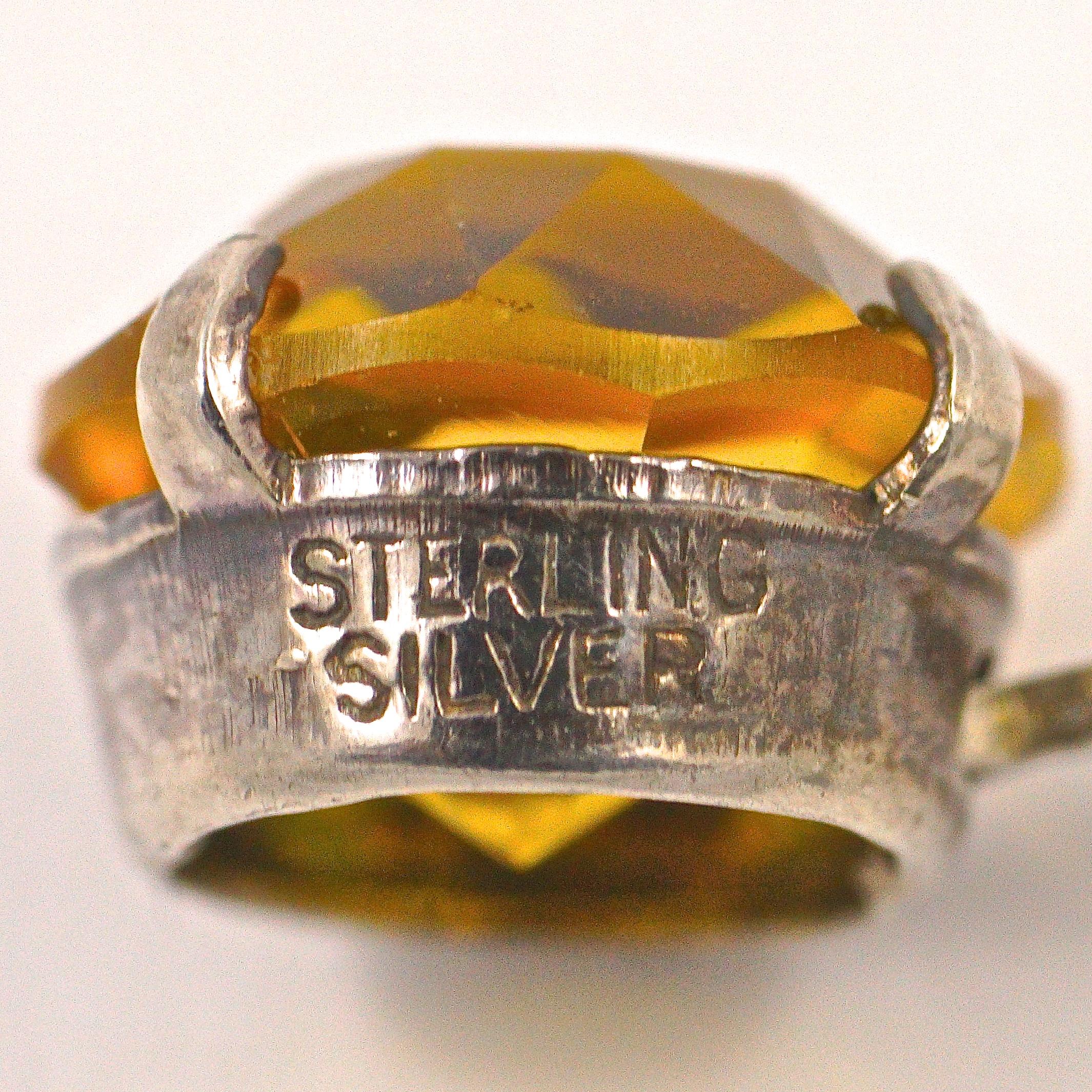 Art Deco Sterling Silber Schraube zurück Ohrringe mit Faux Citrin Tropfen circa 1920s im Angebot 3
