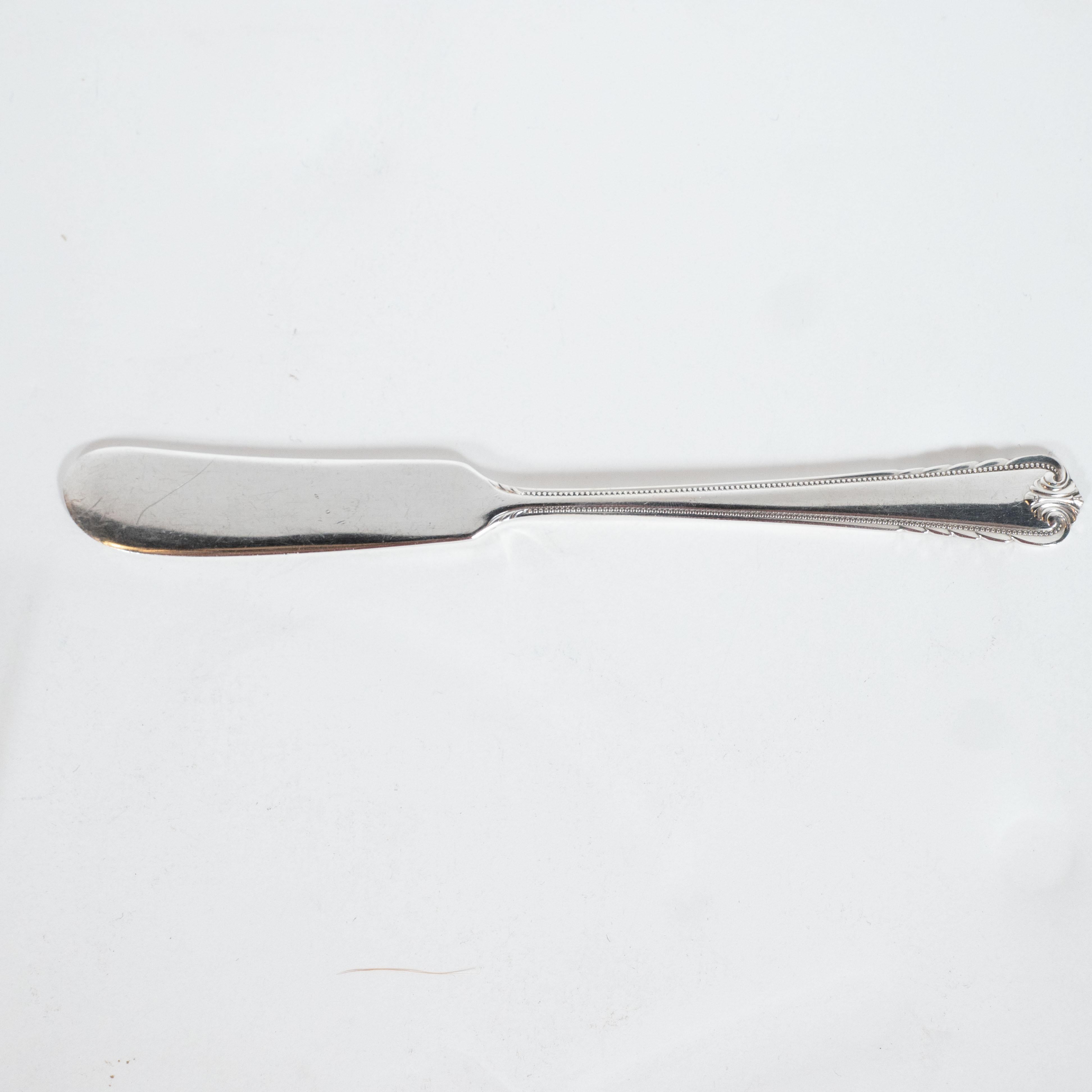American Art Deco Sterling Silver Service for Eight in Moonbeam Pattern by Rogers