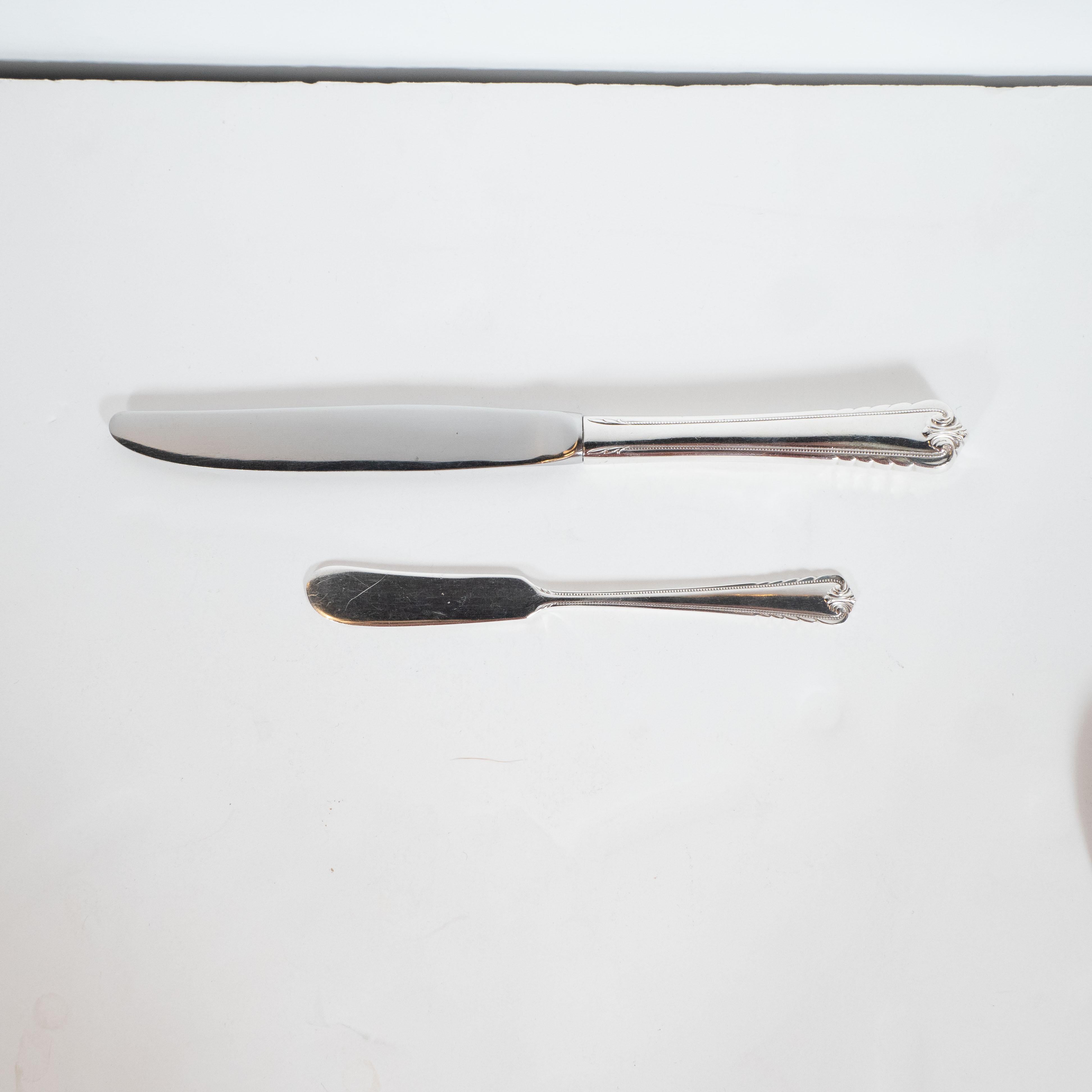 Mid-20th Century Art Deco Sterling Silver Service for Eight in Moonbeam Pattern by Rogers