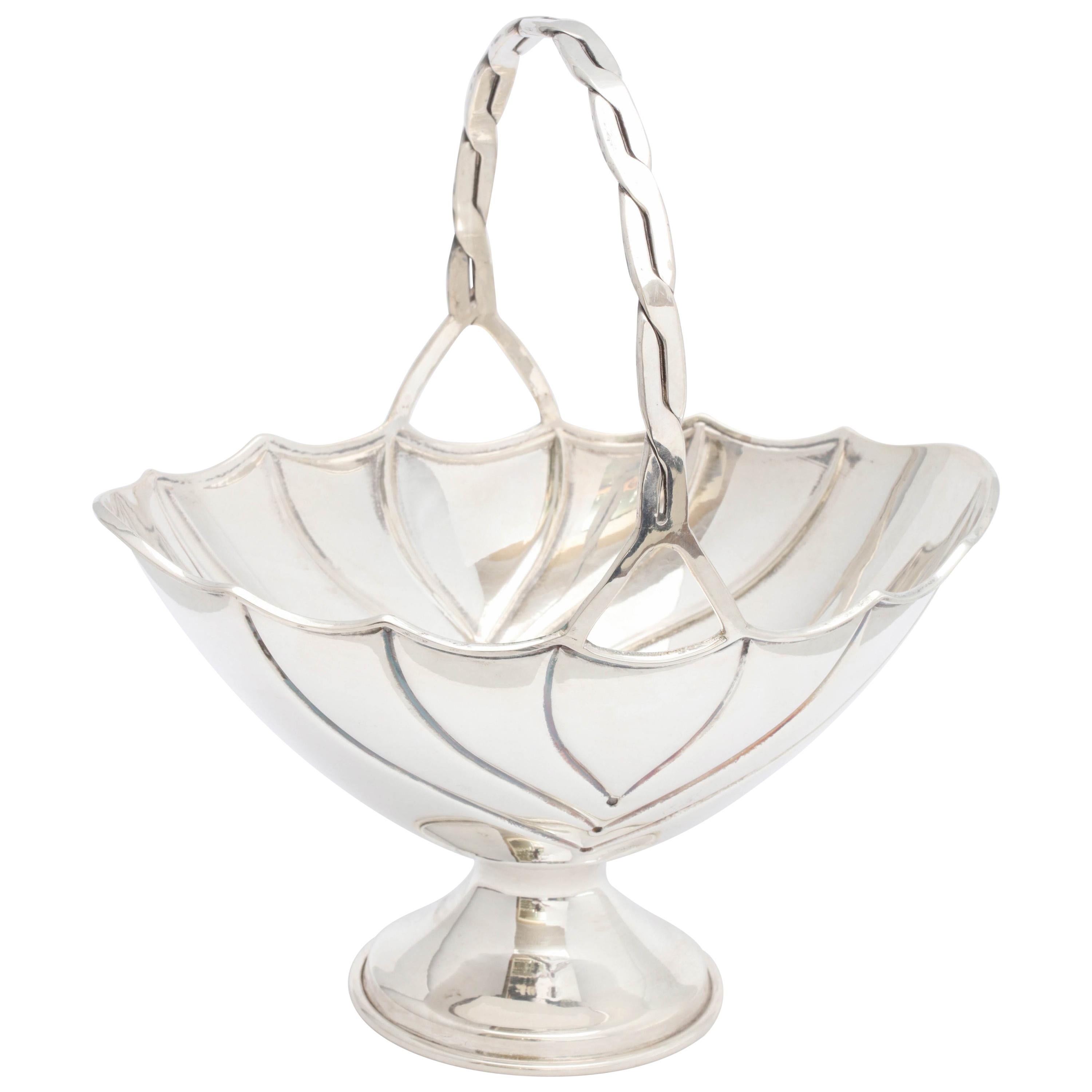 Art Deco Sterling Silver Table Basket on Pedestal Base For Sale