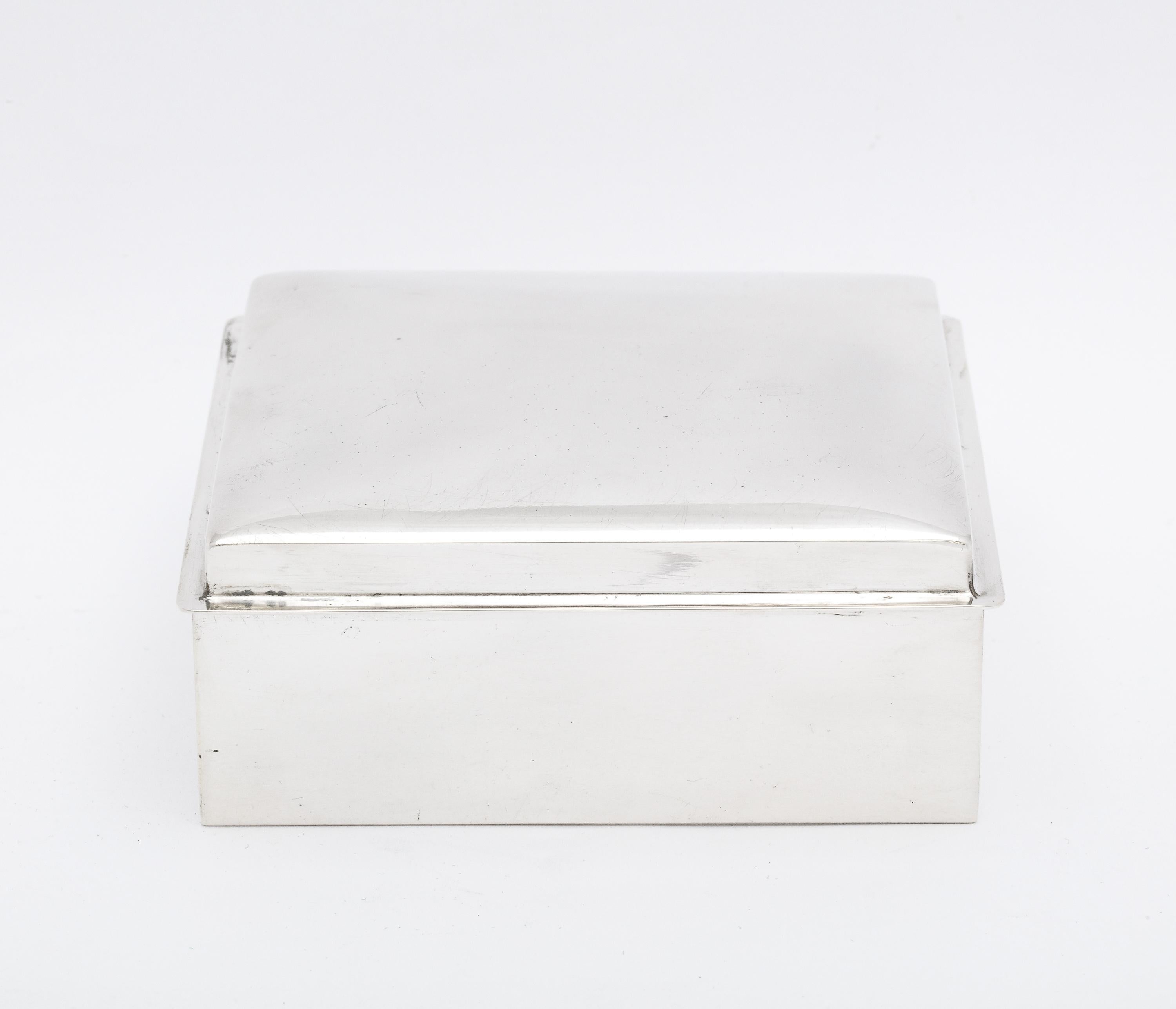 North American Art Deco Sterling Silver Table Box with Hinged Lid For Sale