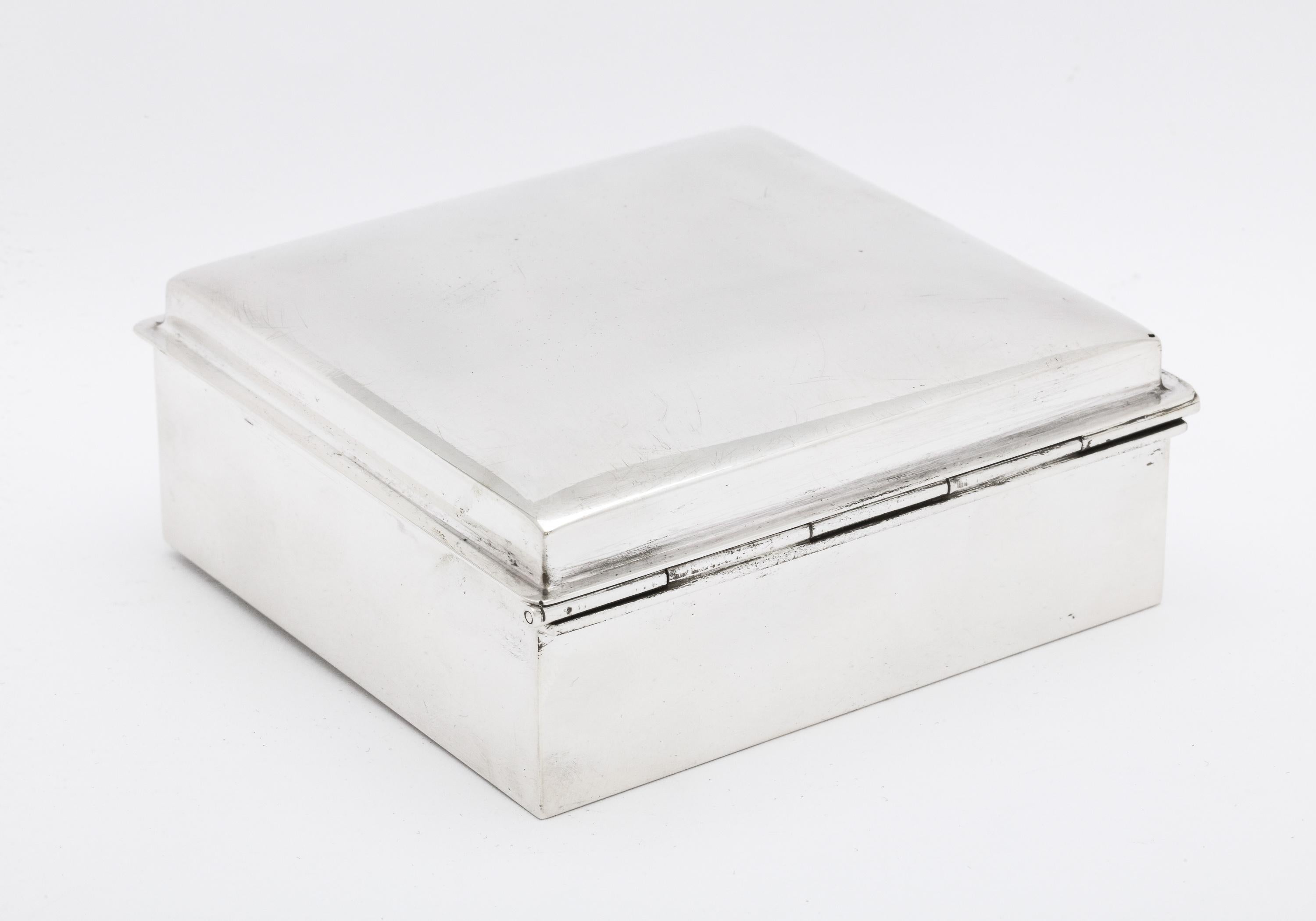 Mid-20th Century Art Deco Sterling Silver Table Box with Hinged Lid For Sale