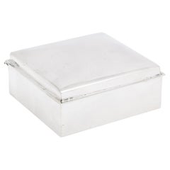 Caja de mesa Art Déco de plata de ley con tapa abatible