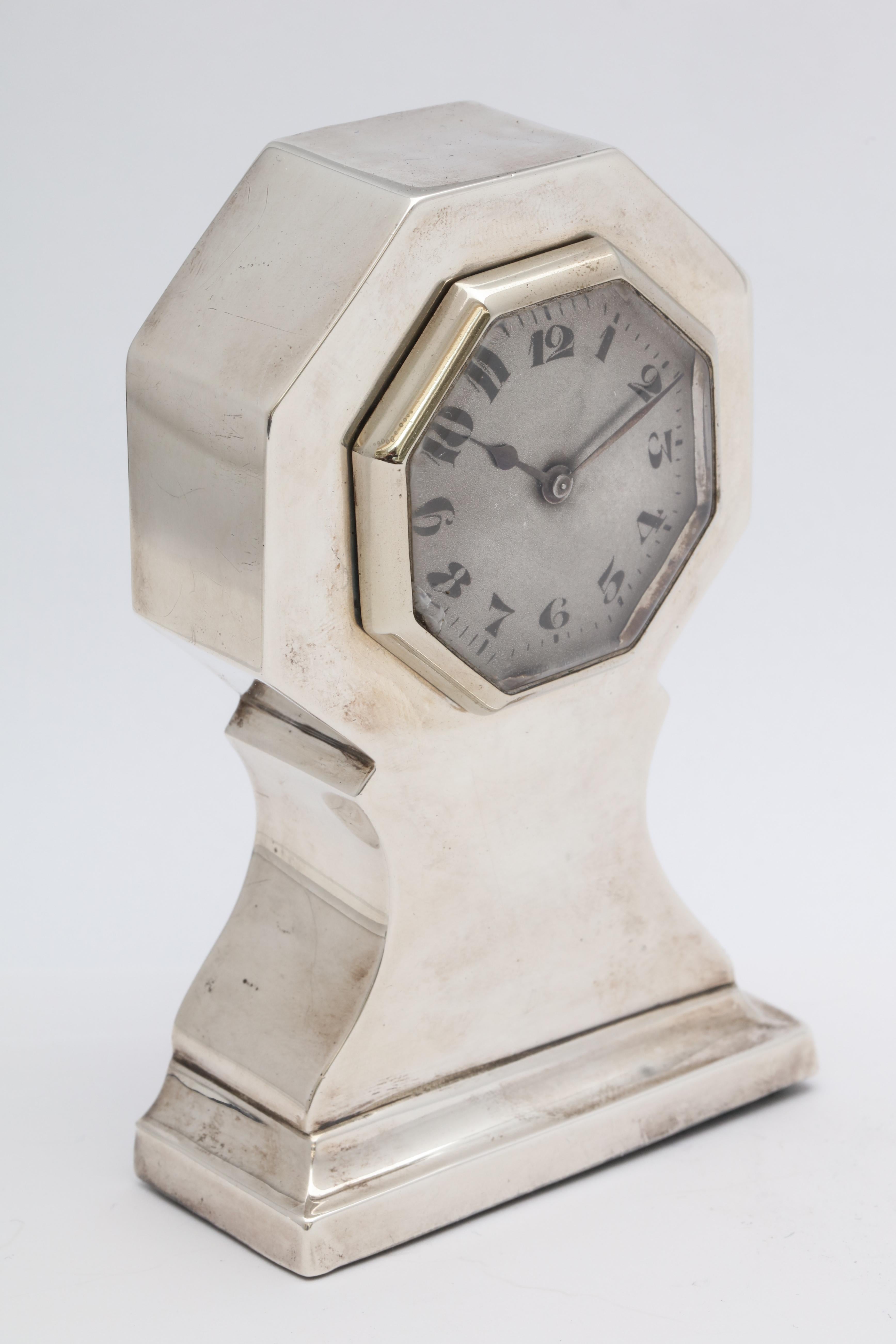 Art Deco Sterling Silver Table Clock In Good Condition In New York, NY