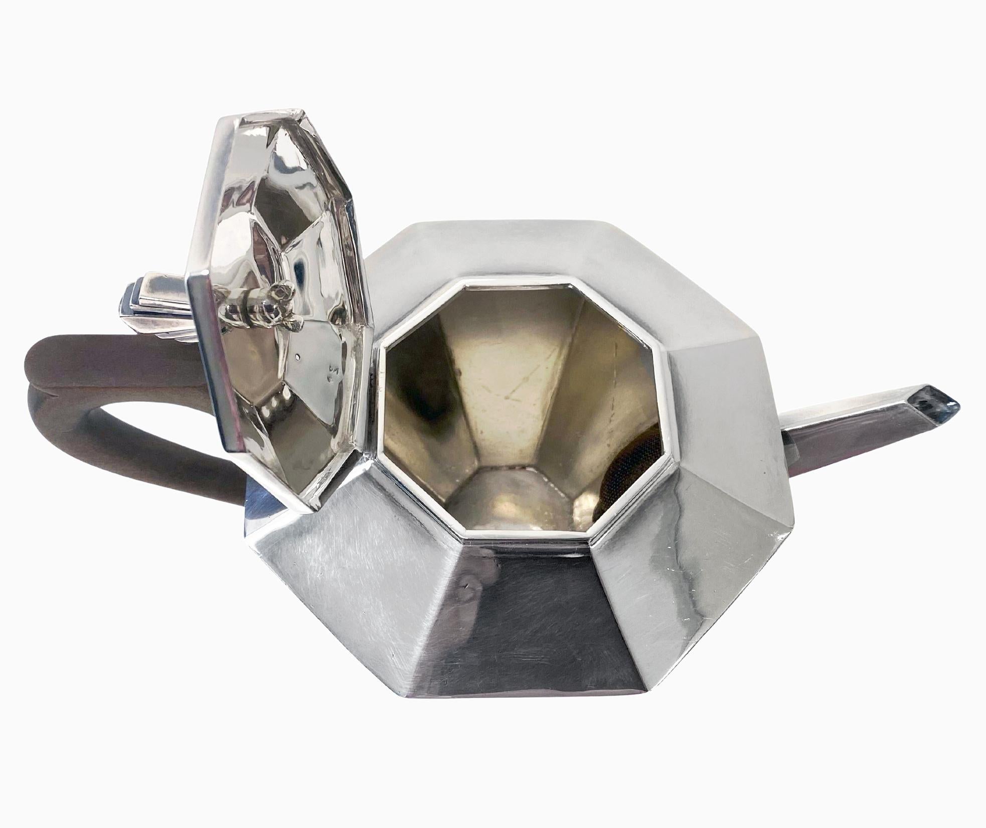 Art Deco Sterling Silver Tea Coffee Set English 1931 For Sale 6