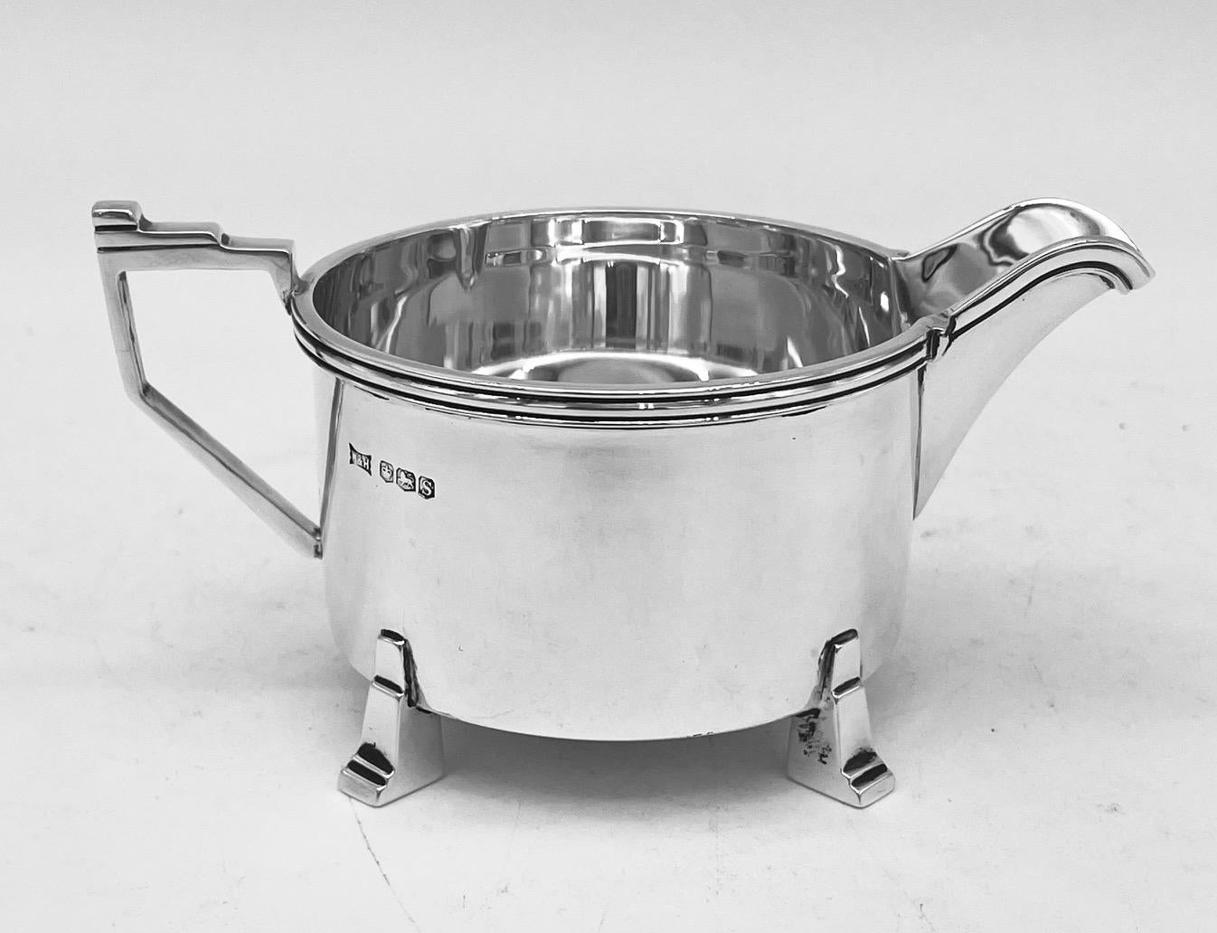 Art Deco Sterling Silver Tea & Coffee Set For Sale 3