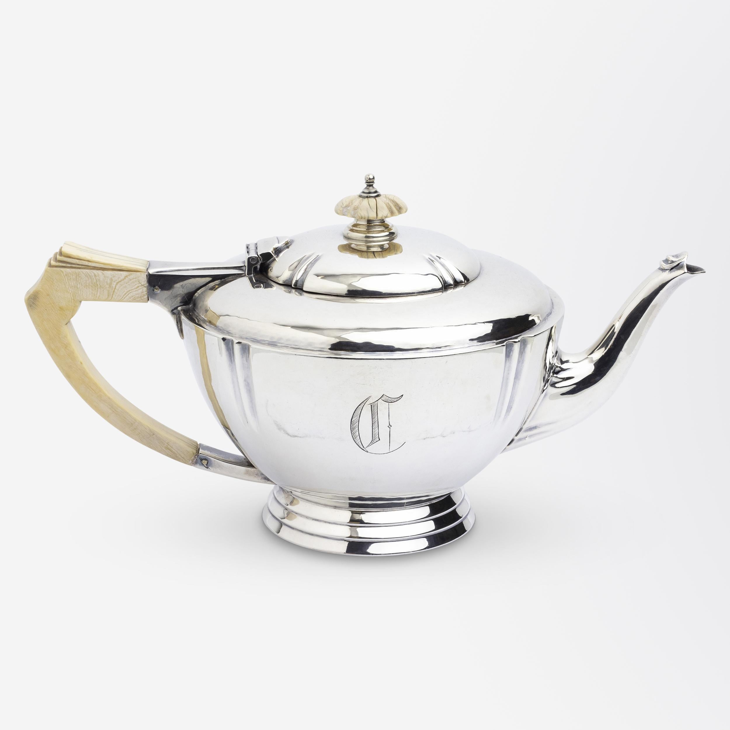 Art Deco Sterling Silver Tea Service by H Pidduck & Sons In Good Condition In Brisbane City, QLD