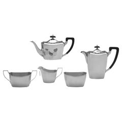 Art Deco Sterling Silver Tea Set by Barker Brothers, 1939-1946