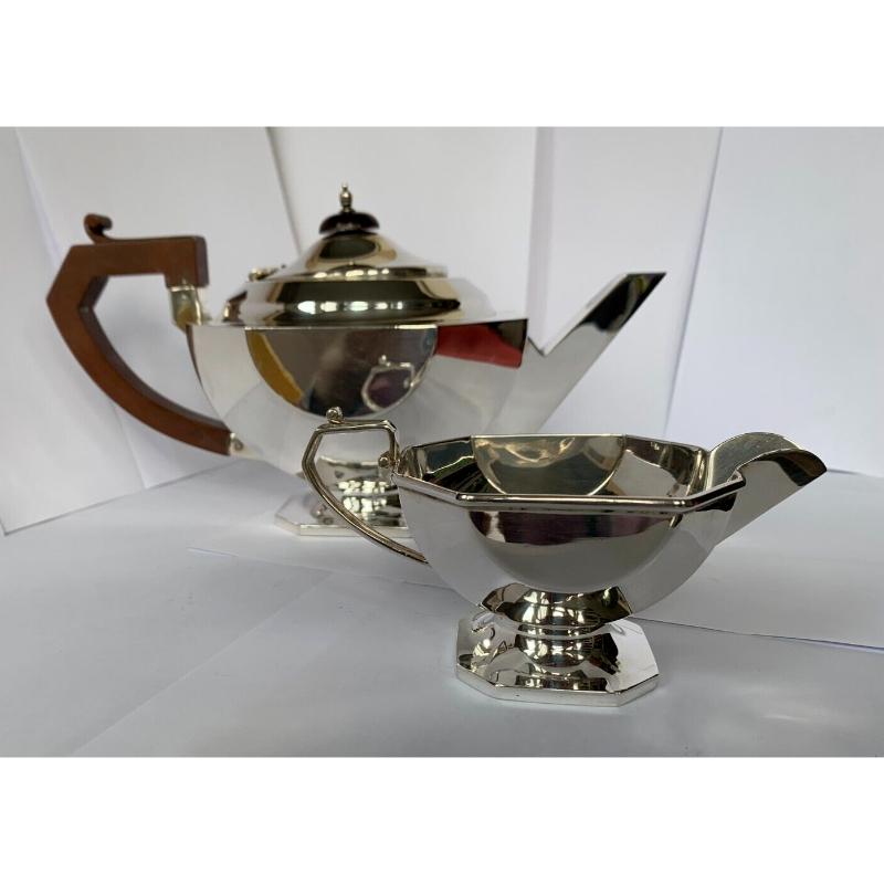 Art Deco Sterling Silver Teapot and Milk Jug by Ernest W Haywood, 1933 For Sale 8