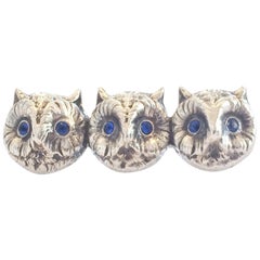 Antique Art Deco Sterling silver three owl brooch