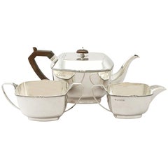 Vintage Art Deco Sterling Silver Three-Piece Tea Service, 1934