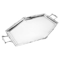 Art Decó Bandeja de plata de ley 1931 Bandeja para servir el té Rombo