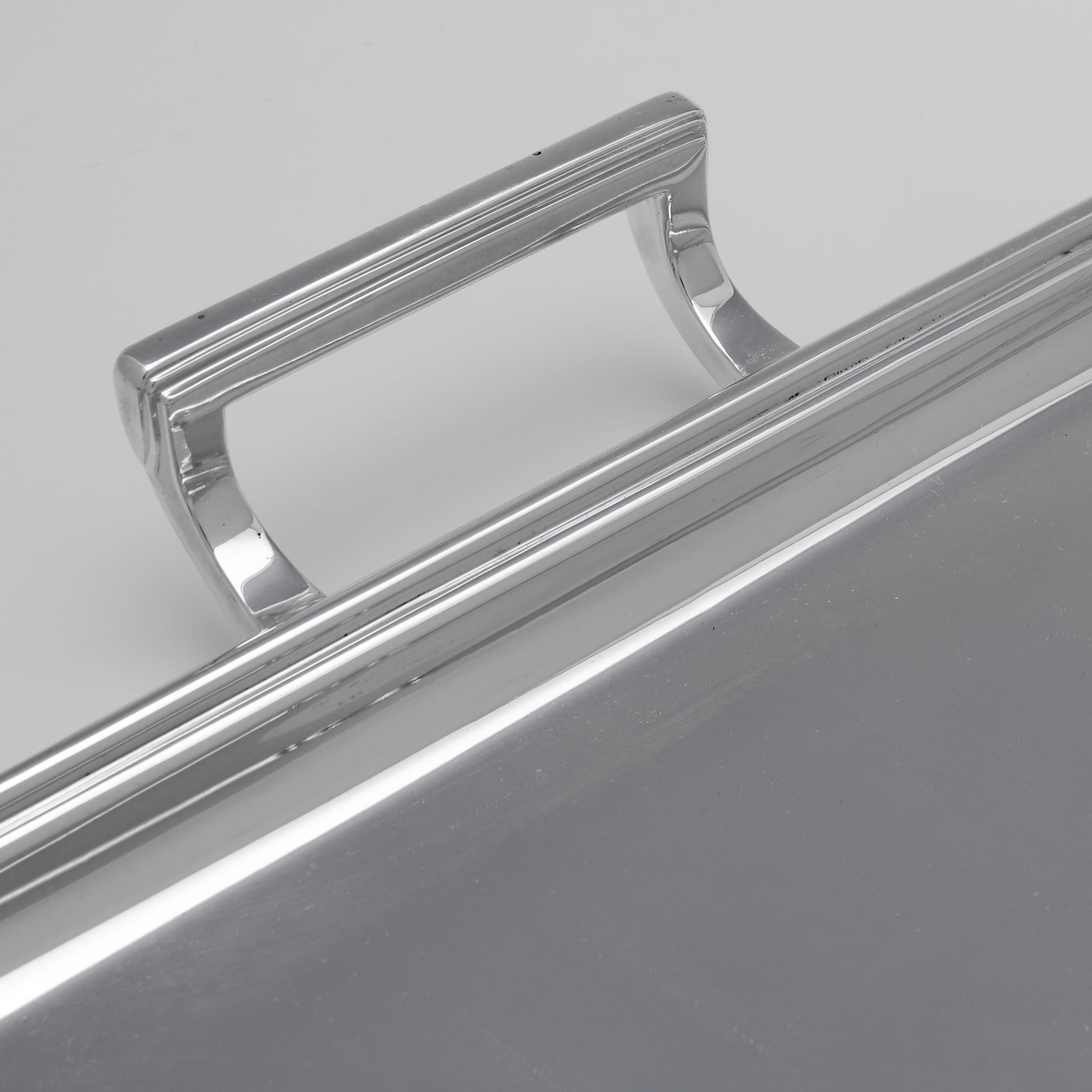 English Art deco sterling silver tray made in 1944 by Frank Cobb & Co.