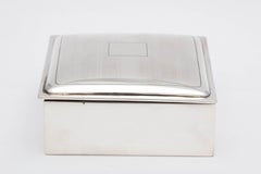 Art Deco Sterling Silver Tuxedo Striped Table Box with Hinged Lid