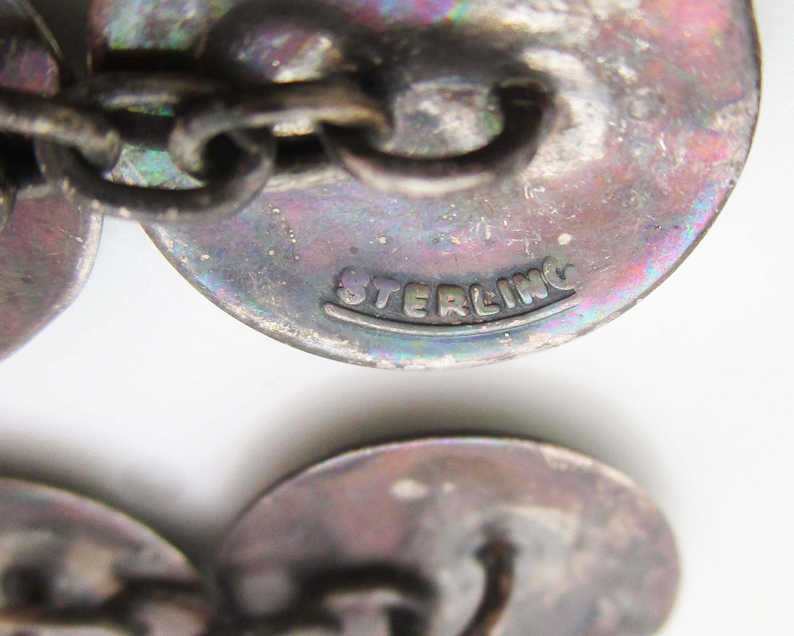 Art Deco Sterling Silver Two Color Enamel Cufflinks 4