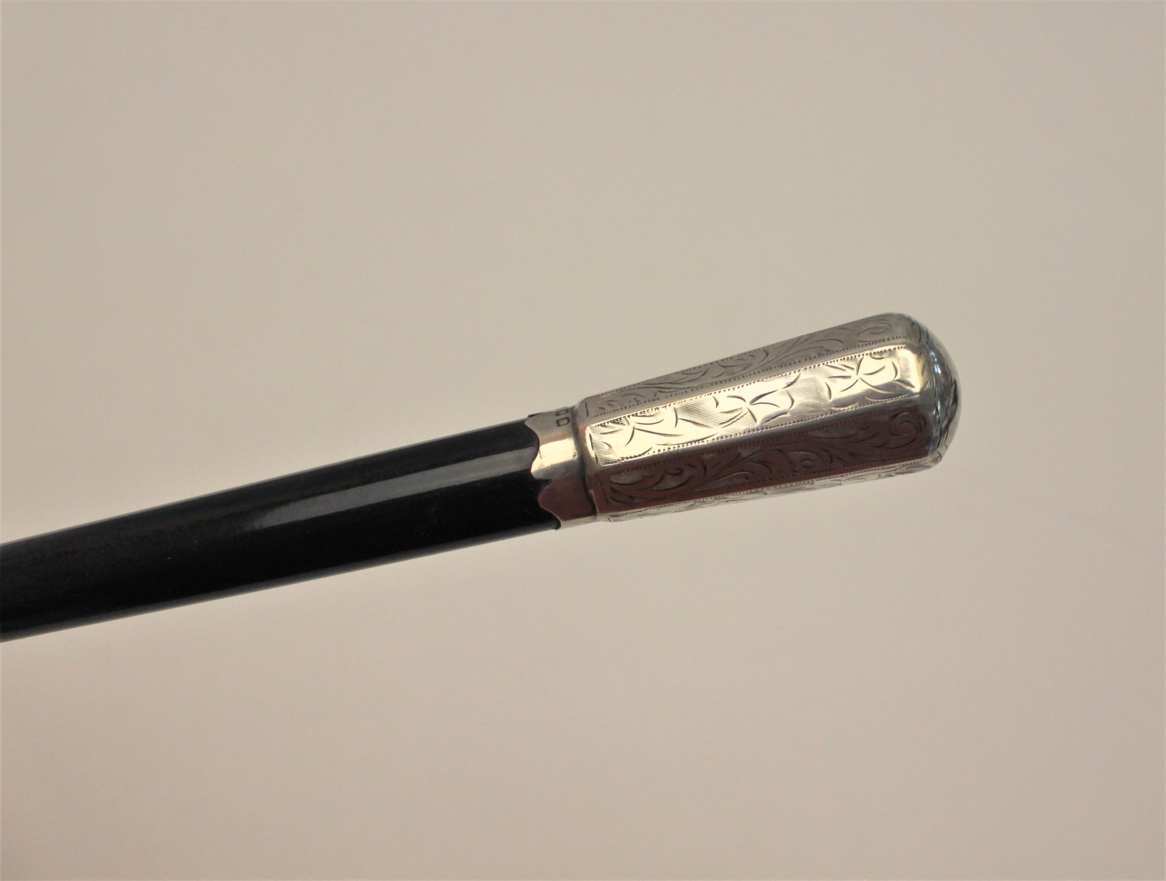 Ebonized Art Deco Sterling Silver and Wood Presentation Conductor's Baton