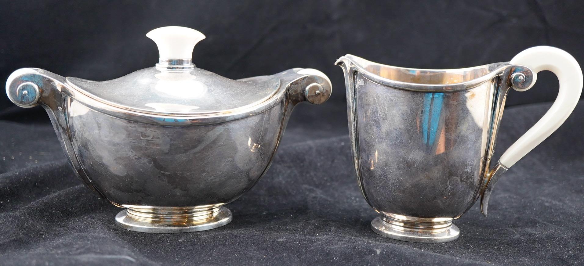 Silver Art Deco Sterling Tea Service by Wolfers Freres For Sale
