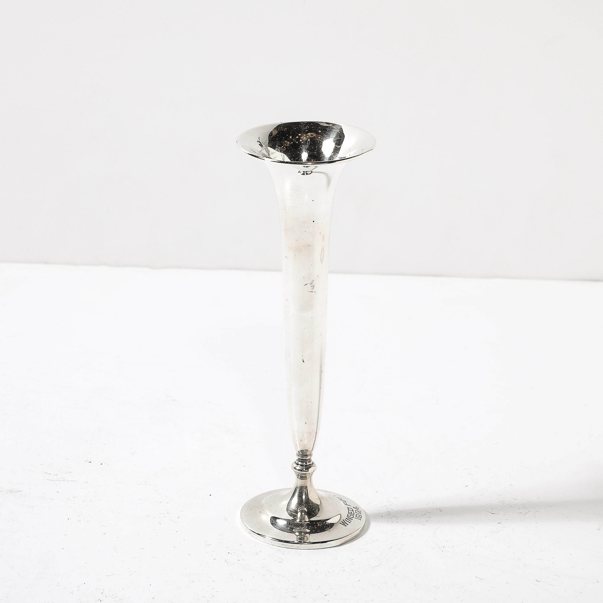 Early 20th Century Art Deco Sterling Trumpet Vase by S.Kirk and Son for Winged Foot Golf Club For Sale