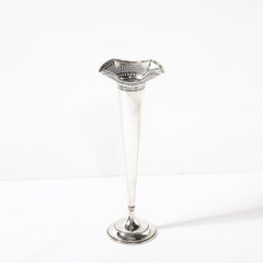 Art Deco Sterling Trumpet Vase w/ Geometric Detailing by J.H Betteridge
