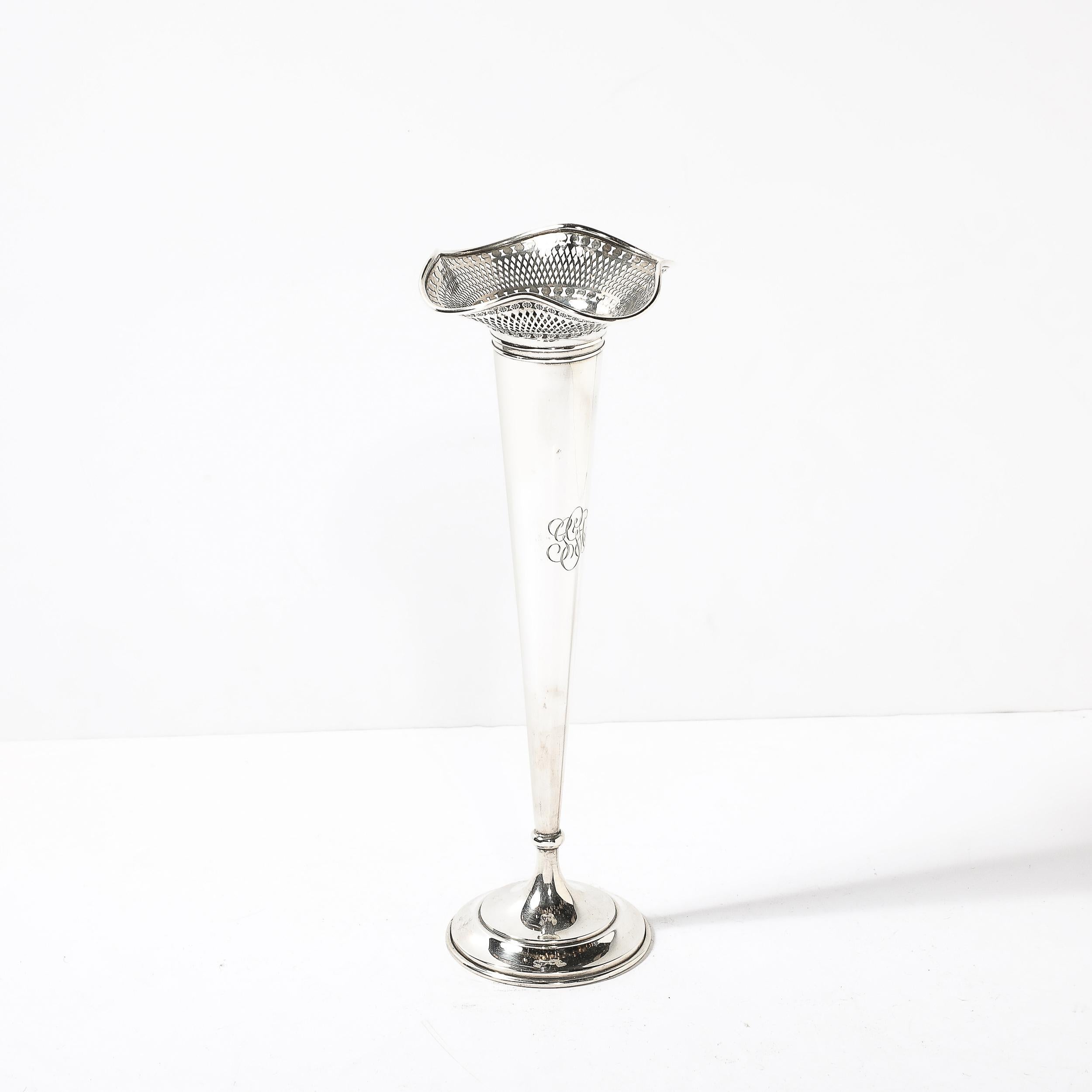 Jarrón Trompeta Art Decó de Esterlina con Detalles Geométricos de J.H Betteridge en venta 1