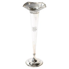 Art Deco Sterling Trumpet Vase w/ Geometric Detailing by J.H Betteridge