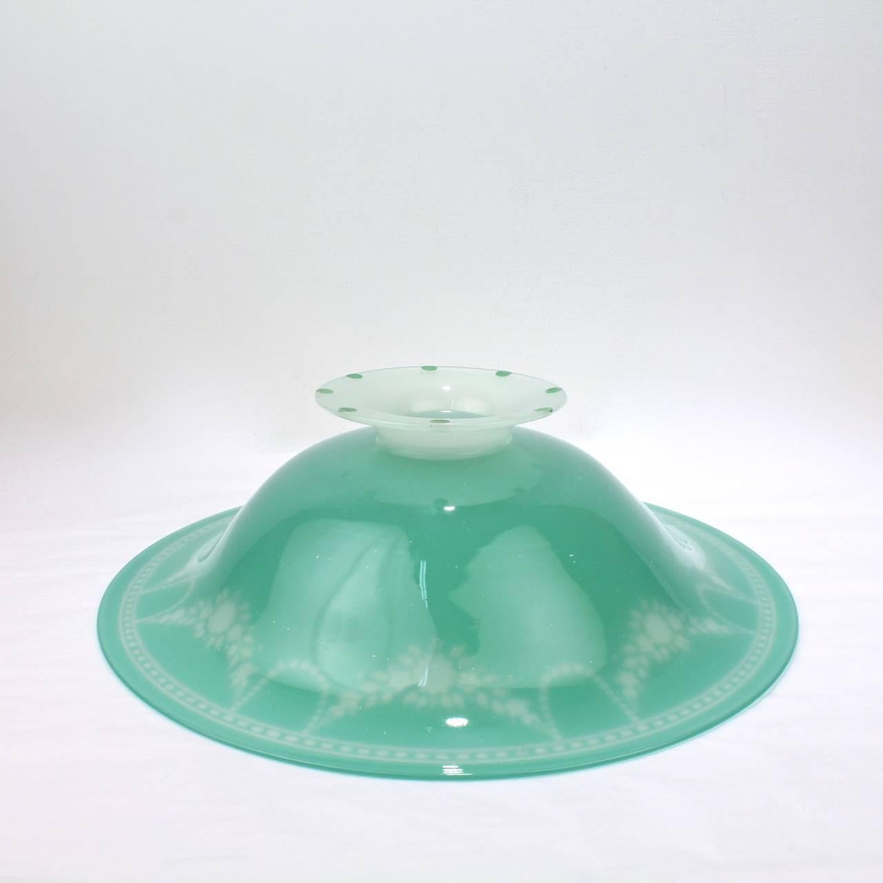 20th Century Art Deco Steuben Jade & Alabaster Glass York Pattern Footed Bowl or Centerpiece