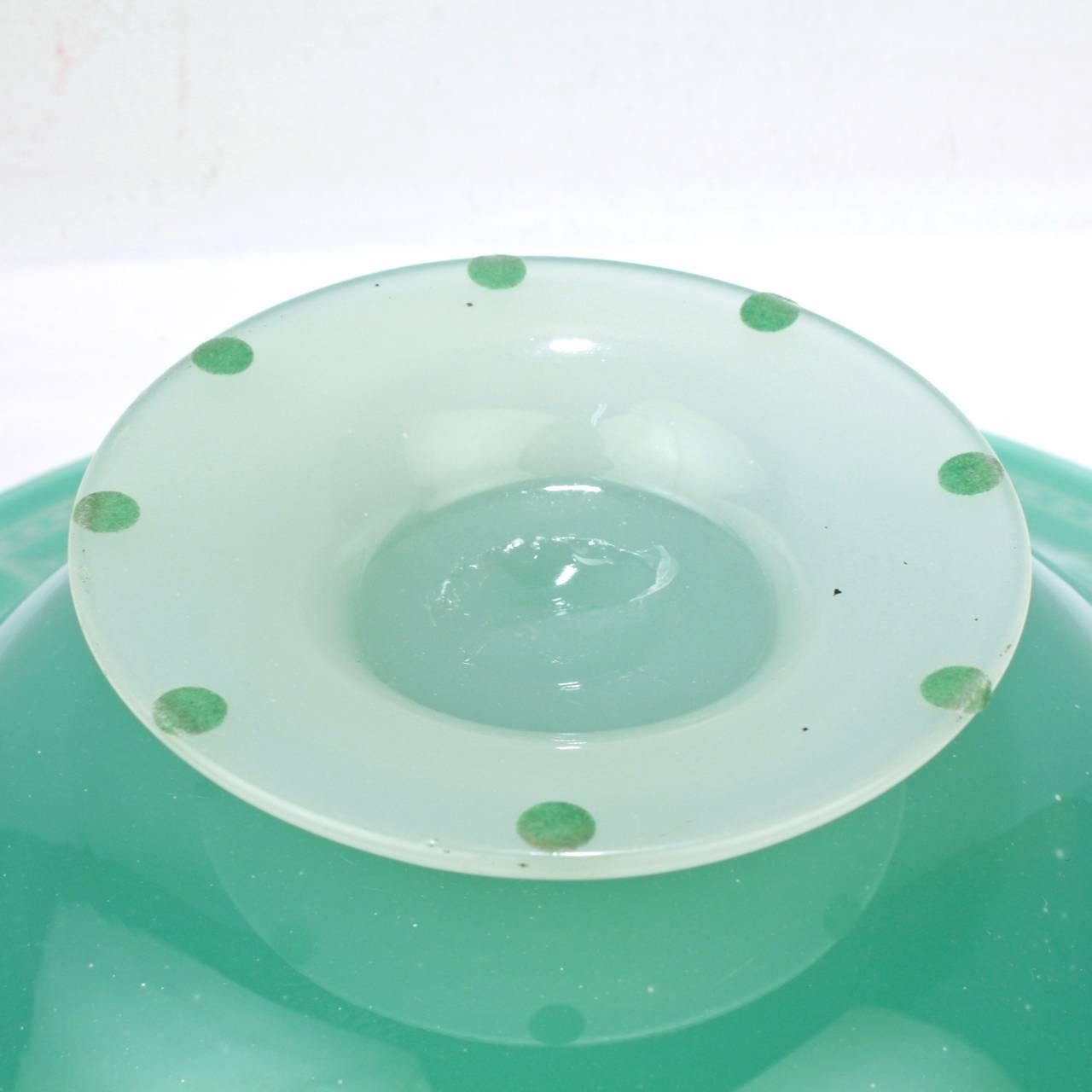 Art Glass Art Deco Steuben Jade & Alabaster Glass York Pattern Footed Bowl or Centerpiece