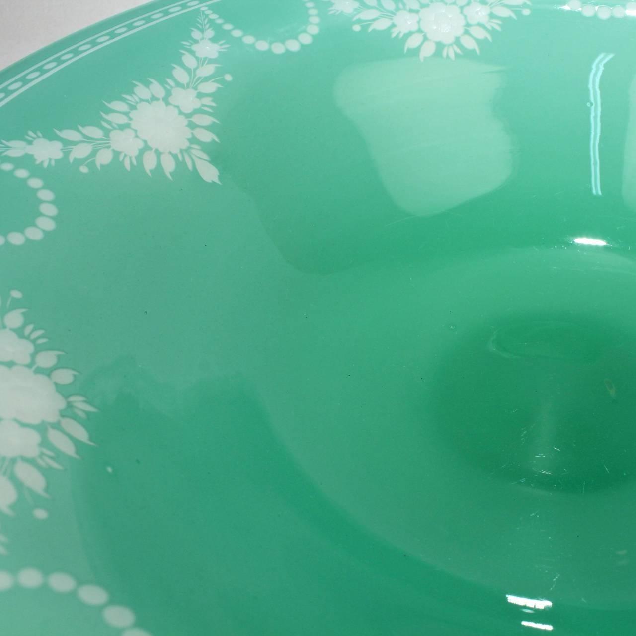 Art Deco Steuben Jade & Alabaster Glass York Pattern Footed Bowl or Centerpiece 1