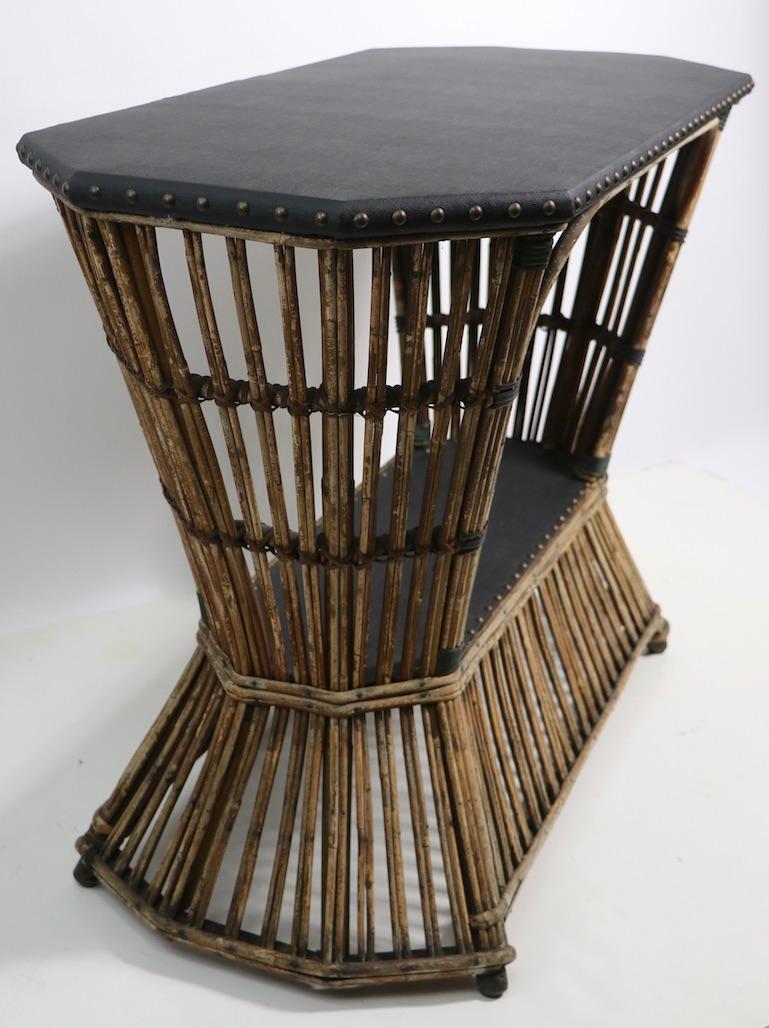 Art Deco Stick Wicker Reed Console Table For Sale 6