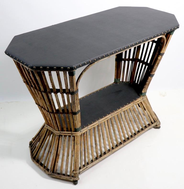 Art Deco Stick Wicker Reed Console Table For Sale 7