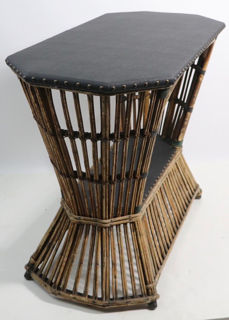 Art Deco Stick Wicker Reed Console Table For Sale 9